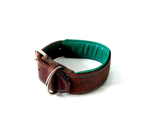 Bolleband | Halsband Classic gepolstert Edelstahl Halsband Bolleband 30mm | M 35.5-40cm Braun Türkis 