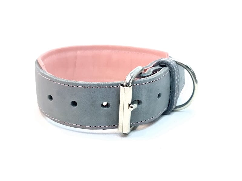 Bolleband | Halsband Classic gepolstert Edelstahl Halsband Bolleband 30mm | M 35.5-40cm Grau Rosa 