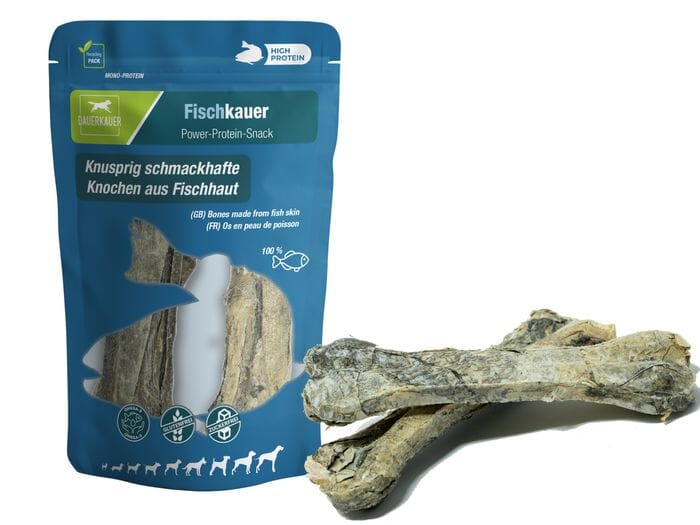 Dauerkauer | Fischkauer Futter - Leckerlies MSH Knochen aus 100% Fischhaut 
