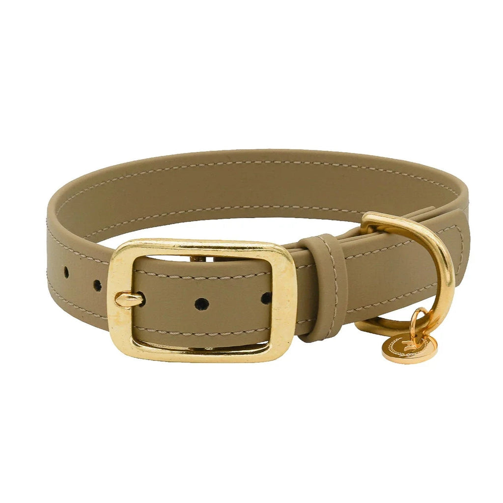 Fatissimo | Biothane Halsband Classic Halsband Fatissimo 19mm | S 32-37cm Beige-Grün | Messing 