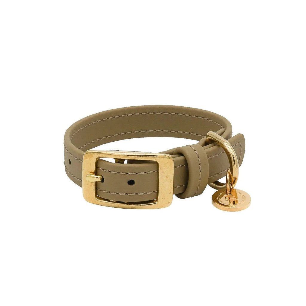 Fatissimo | Biothane Halsband Classic Small Halsband Fatissimo 13mm | Mini 20-25cm Beige-Grün | Messing 