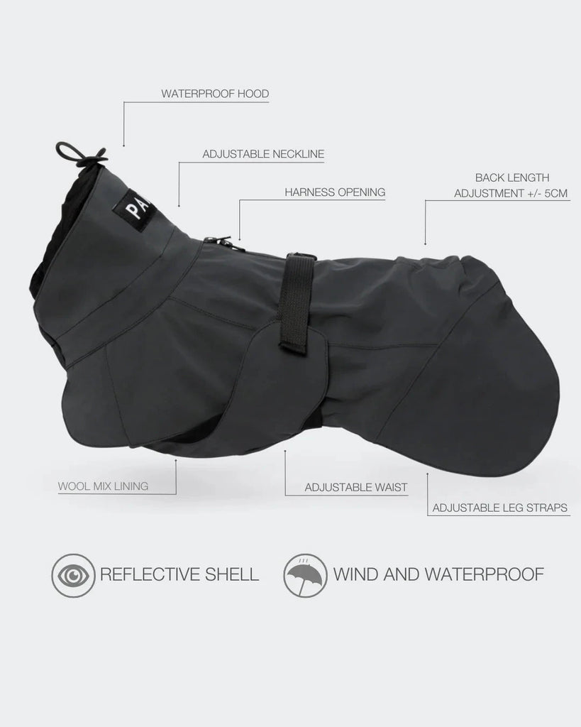 PAIKKA | Visibility Raincoat Dark Hundebekleidung PAIKKA 
