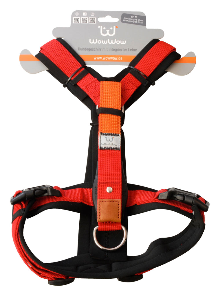 WowWow | Halsband & Geschirr mit integrierter Leine Halsband & Leine WowWow S Rot Geschirr